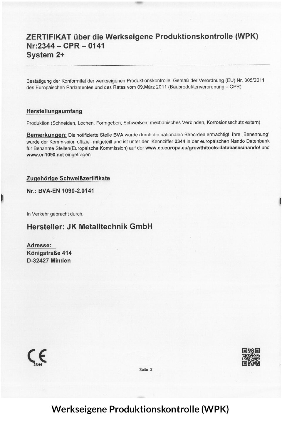 Zertifikat WPK